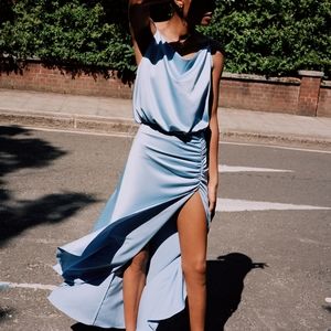 Zara SS20 TRF light blue dress